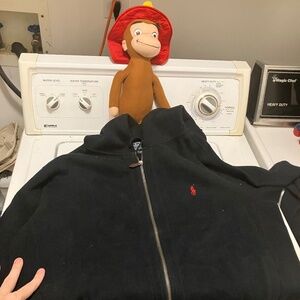 Polo Ralph Lauren Men’s Black Full Zip Jacket With Kangaroo Pockets In XL